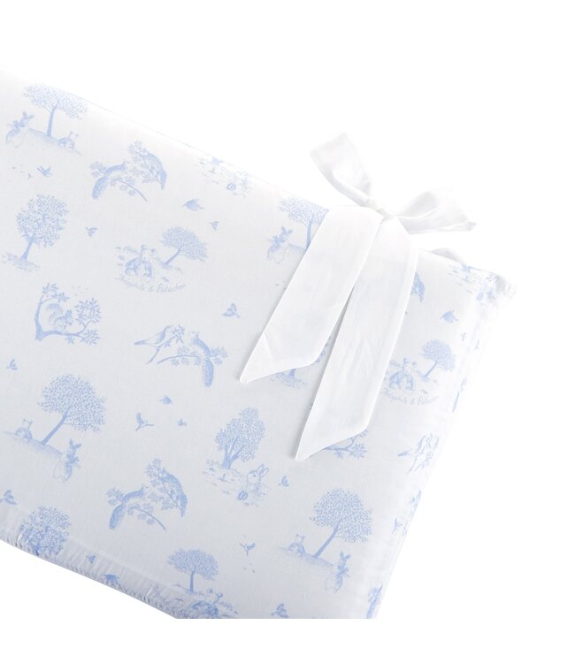 Theophile & Patachou Theophile & Patachou - Bedbeschermer 60cm - Bedrukt (60x60x60cm) H:32cm Lichtblauw geprint