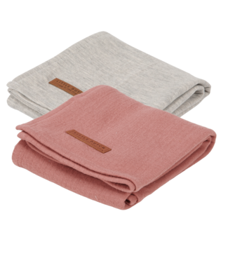 Little Dutch Little Dutch - Hydrofiele doeken 70 x 70 Pure Grey / Pure Pink Blush