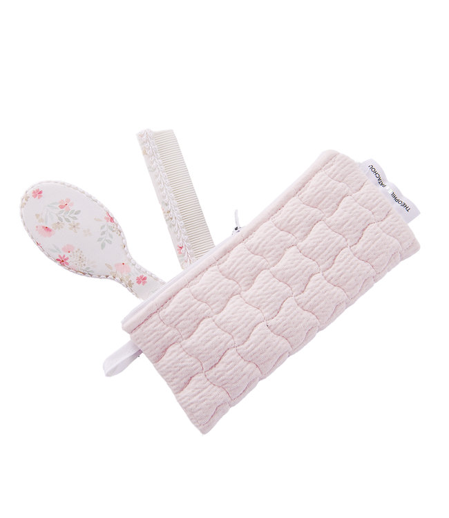 Theophile & Patachou Theophile & Patachou - Borstel en kam + pochet bloemenprint
