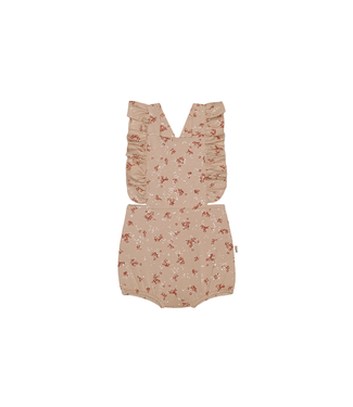 House Of Jamie - Ruffled Baby Salopette - Gold Sesame & Brick Floral