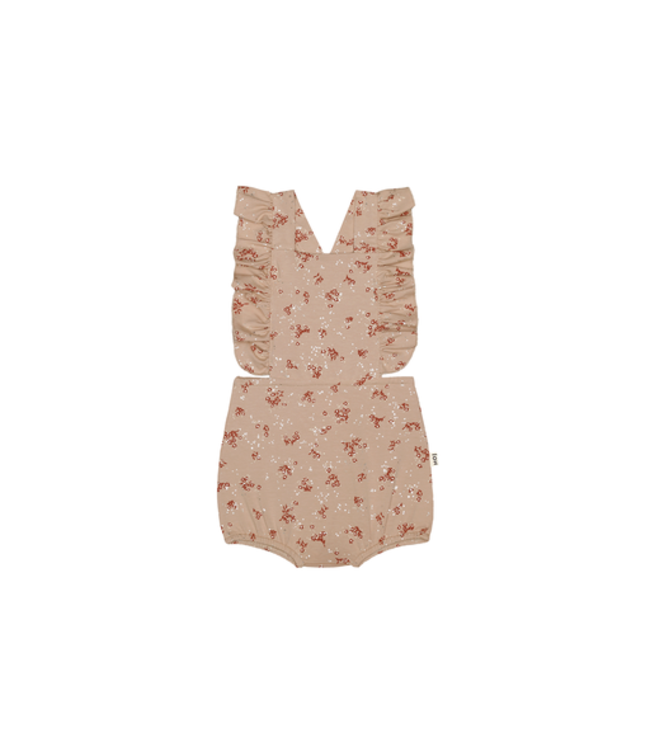 House Of Jamie - Ruffled Baby Salopette - Gold Sesame & Brick Floral