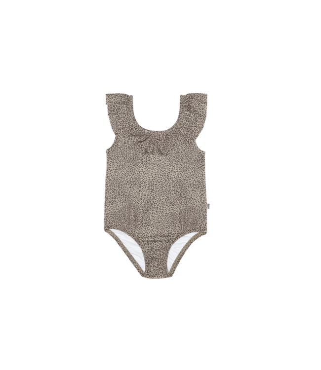 House Of Jamie - Frill Swimsuit - Charcoal Little Leopard