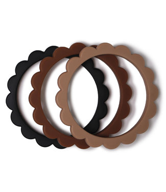 Mushie Mushie - Flower Bracelet(3Pack) Black/Nat./Caramel