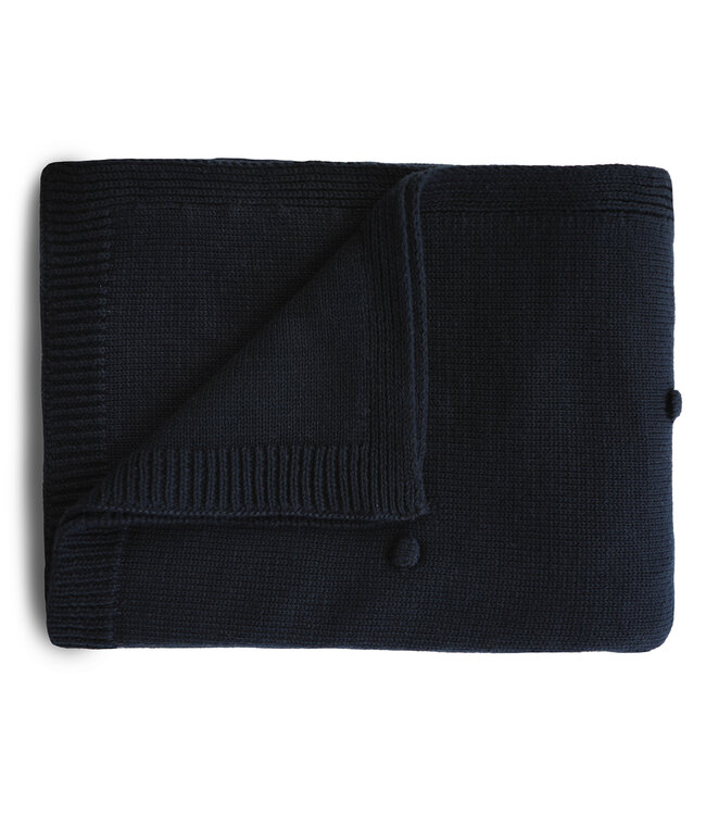 Mushie Mushie - Blanket - Textured Dots Dark Navy