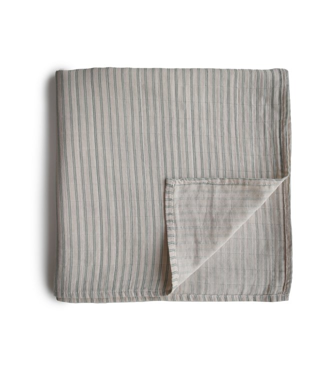 Mushie Mushie - Swaddle - Sage Stripes - 120Cm X 120Cm
