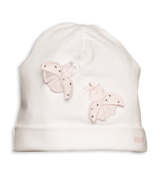 First First - G Bonnet 2 Ladybugs - White/Pink