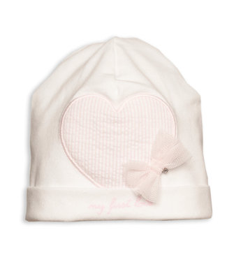 First First - G Bonnet Xl Heart My First Love - White/Pink