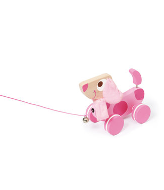 Scratch Scratch - Preschool: TREKFIGUURTJE groot HOND roze Lily 28.5x21.5x12cm, met belletje, in doos, 18m+