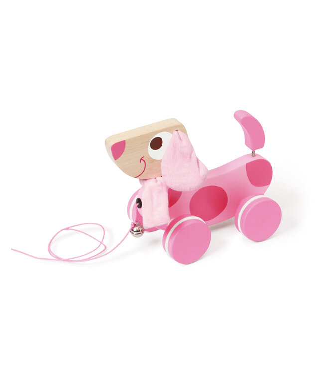 Scratch Scratch - Preschool: TREKFIGUURTJE groot HOND roze Lily 28.5x21.5x12cm, met belletje, in doos, 18m+