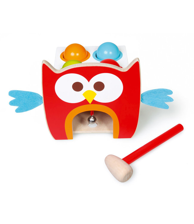 Scratch Scratch - Preschool: TOC TOC UIL Lou 17x17.3x16cm, met 4 gekleurde ballen, een hamer en een belletje, in doos, 12m+