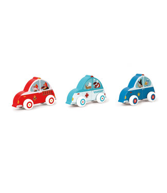 Scratch Scratch - Preschool: DIENSTWAGEN in hout 10x2x5.5cm, modellen gemengd, in display, 12m+