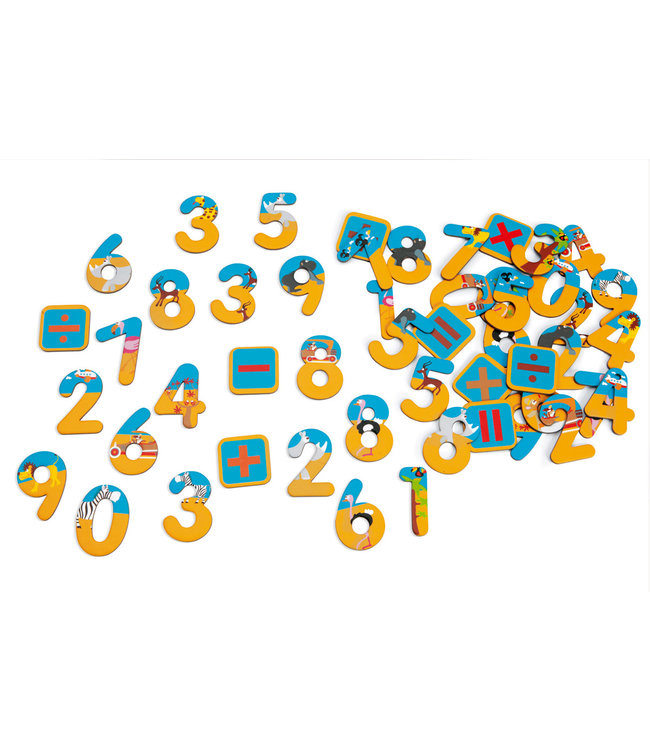 Scratch Scratch - Preschool: MAGNETEN 123 / SAFARI 4x4cm, 60 cijfers, in karton, in doos, 3+