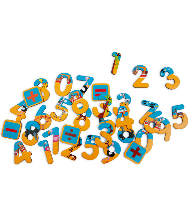 Scratch Scratch - Preschool: MAGNETEN 123 / SAFARI 4x4cm, 60 cijfers, in karton, in doos, 3+