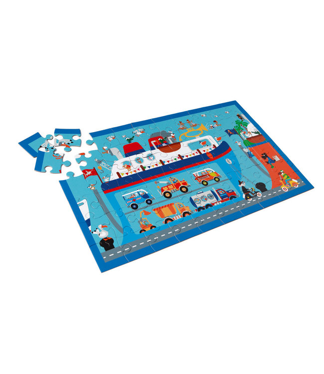 Scratch Scratch - Puzzel 60pcs: VEERBOOT 60x36cm, in doos diam.22xH12cm, 4+