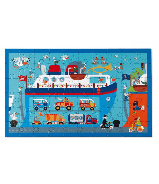 Scratch Scratch - Puzzel 60pcs: VEERBOOT 60x36cm, in doos diam.22xH12cm, 4+