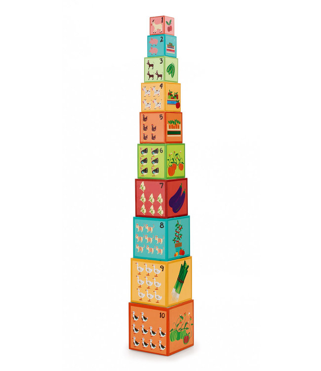 Scratch Scratch - Build&Play: STAPELTOREN Boerderij 10 stuks 15.5x15.5xH107cm, in karton, in doos, 12m+