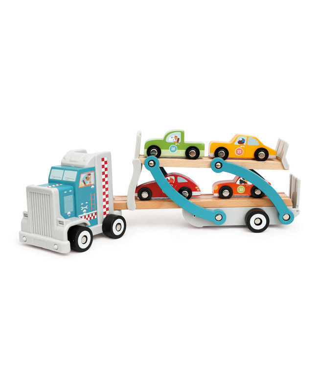 Scratch Scratch - Preschool: VRACHTWAGEN CONTILOOP 38x10x12cm, 4 autootjes inbegrepen, in hout, in doos, 3+