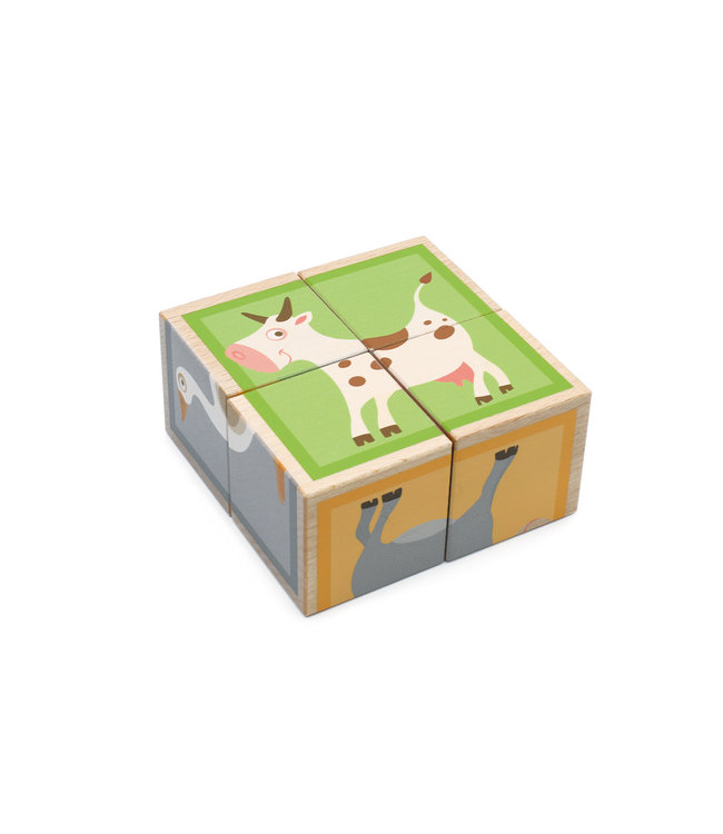 Scratch Scratch - Build&Play: BLOKKENPUZZEL Boerderij met 4 blokken 9x9x4.5cm, in hout, in doos, 18m+