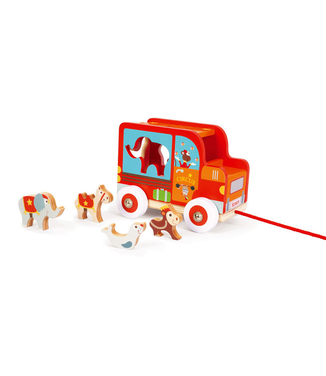 Scratch Scratch - Preschool: SORTEERWAGEN/CIRCUS 18x13x14cm, met laadklep en accessoires, in doos, 18m+