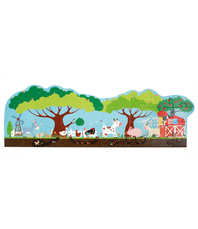 Scratch Scratch - Puzzel 36pcs: VLOERPUZZEL/BOERDERIJ 100x33cm, in doos diam.26xH12cm, 3+