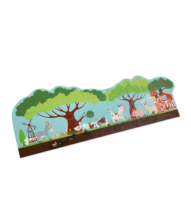 Scratch Scratch - Puzzel 36pcs: VLOERPUZZEL/BOERDERIJ 100x33cm, in doos diam.26xH12cm, 3+