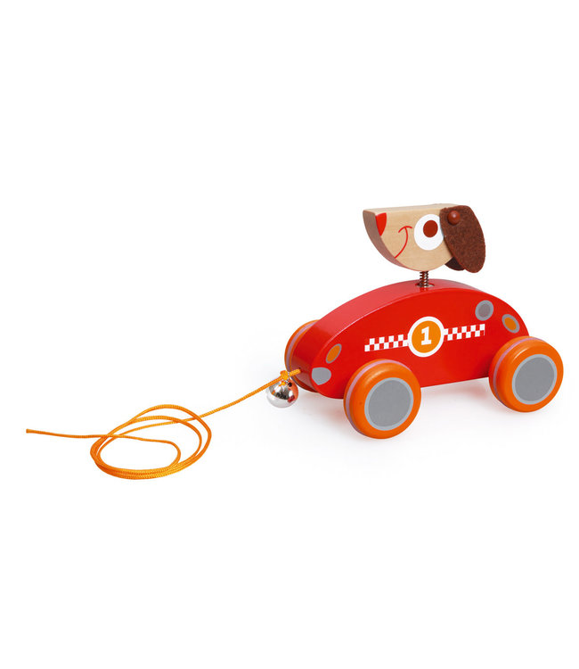 Scratch Scratch - Preschool: TREKFIGUURTJE HOND César 14x9x11cm, met belletje, in doos, 18m+