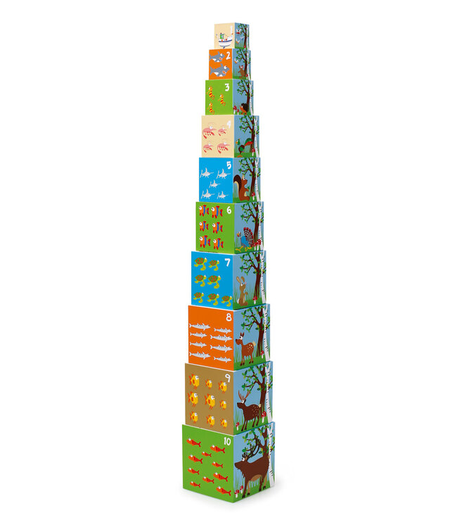 Scratch Scratch - Build&Play: STAPELTOREN Dieren van de Wereld 10 stuks 15.5x15.5xH107cm, in karton, in doos, 12m+
