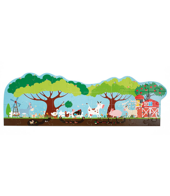 Scratch Scratch - Puzzel 36pcs: VLOERPUZZEL/BOERDERIJ 100x33cm, in doos diam.26xH12cm, 3+