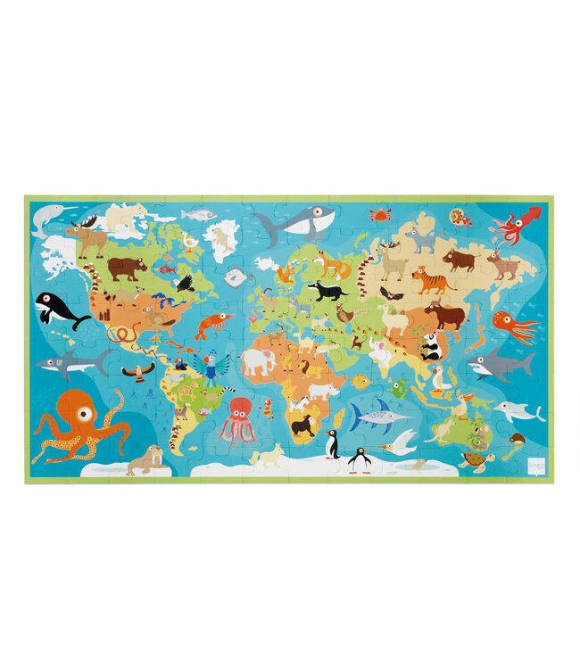 Scratch Scratch - Puzzel XXL 100pcs: DIEREN VAN DE WERELD 92x50cm, in doos diam.26xH12cm, 5+