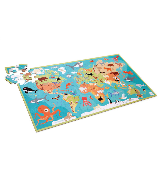 Scratch Scratch - Puzzel XXL 100pcs: DIEREN VAN DE WERELD 92x50cm, in doos diam.26xH12cm, 5+