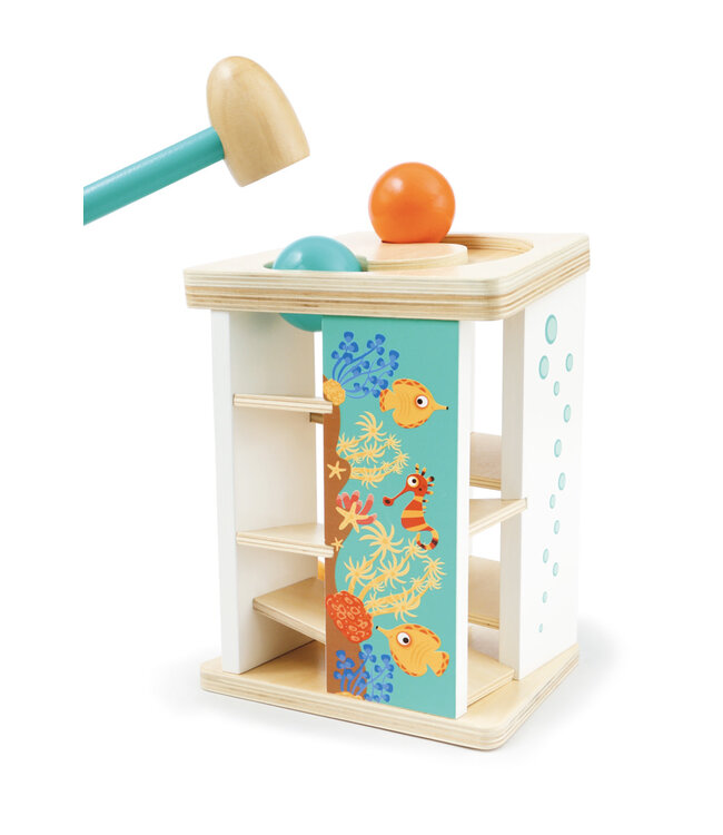 Scratch Scratch  - Preschool: TOC TOC TOREN / ONDERWATERWERELD 17.5x14.5x23.5cm, met 3 ballen en hamer, 18m+