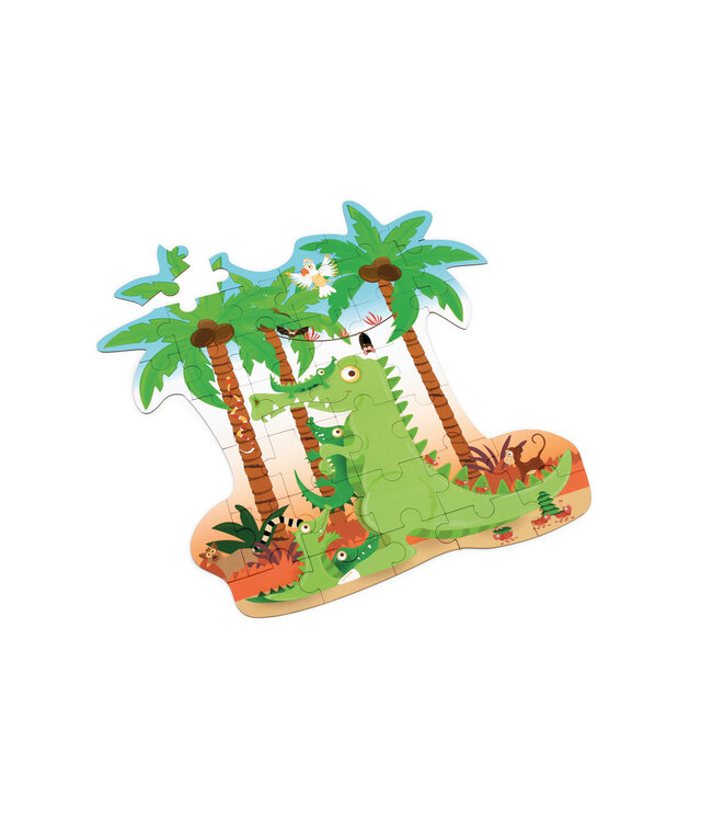 Scratch Scratch - Puzzel 36pcs: CONTOUR PUZZEL/KROKODIL 49x47.4x0.25cm, in vormendoos 28.7x22.3x6.5cm, 3+