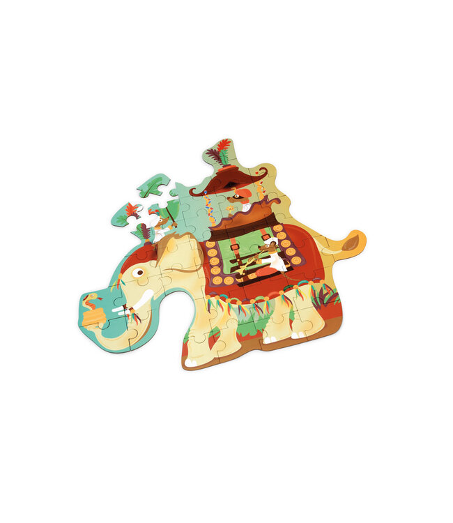 Scratch Scratch - Puzzel 37pcs: CONTOUR PUZZEL/OLIFANT 50x48.5x0.25cm, in vormendoos 27.6x23.6x6.5cm, 3+