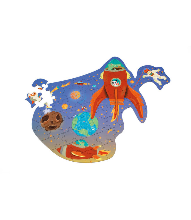 Scratch Scratch - Puzzel 60pcs: CONTOUR PUZZEL/RUIMTE 64.5x46.3x0.25cm, in vormendoos 19.9x28.8x6.5cm, 4+