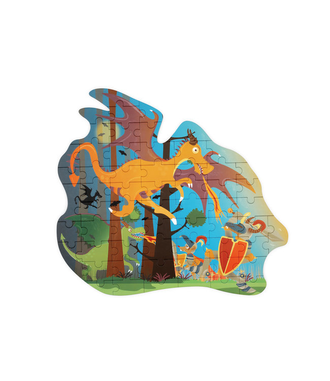 Scratch Scratch - Puzzel 61pcs: CONTOUR PUZZEL/DRAAK 56.3x51.5x0.25cm, in vormendoos 29.6x20.2x6.5cm, 4+