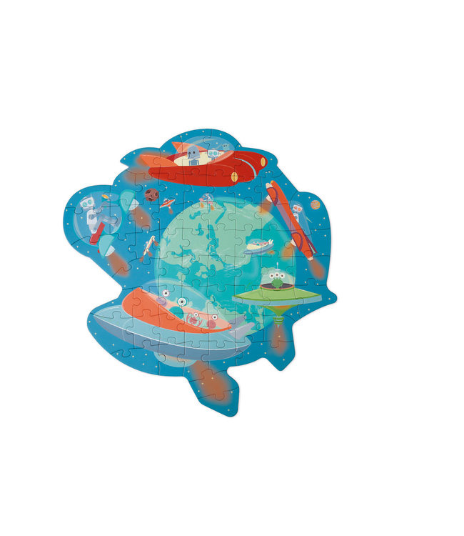 Scratch Scratch - Puzzel 59pcs: CONTOUR PUZZEL/RUIMTE AVONTUUR 55x58cm, in vormendoos 24,5x26,1x6,5cm, 4+