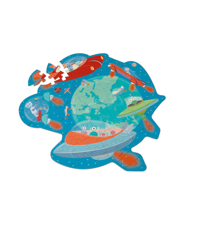 Scratch Scratch - Puzzel 59pcs: CONTOUR PUZZEL/RUIMTE AVONTUUR 55x58cm, in vormendoos 24,5x26,1x6,5cm, 4+