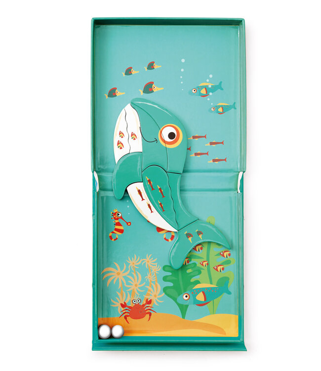 Scratch Scratch - Puzzel Magnetisch: MAGNETIC PUZZLE RUN - WALVIS 9 stuks 15.5x20.5x2cm (gesloten), 15.5x32.5x2cm (open), 2-in-1: puzzel en knikkerbaan met 5 knikkers, 3+