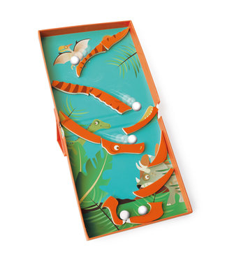 Scratch Scratch - Puzzel Magnetisch: MAGNETIC PUZZLE RUN - DINO 11 stuks 15.5x20.5x2cm (gesloten), 15.5x32.5x2cm (open), 2-in-1: puzzel en knikkerbaan met 5 knikkers, 3+