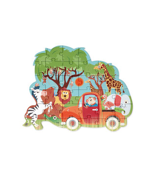 Scratch Scratch - Compact Puzzel 30pcs: CONTOUR PUZZEL/SAFARI 31x24cm, in ronde doos 16x16x4cm, 3+