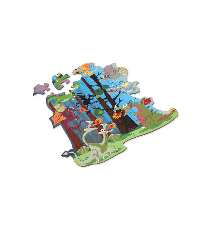 Scratch Scratch - Compact Puzzel 29pcs: CONTOUR PUZZEL/DRAKEN 25,5x26cm, in ronde doos 16x16x4cm, 3+