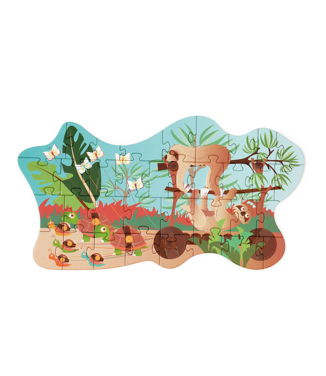 Scratch Scratch - Compact Puzzel 35pcs: CONTOUR PUZZEL/LUIAARD 40x22cm, in ronde doos 16x16x4cm, 3+