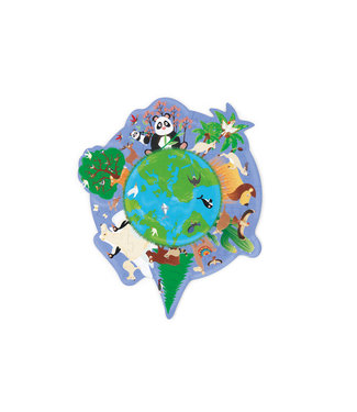 Scratch Scratch - Compact Puzzel 45pcs: CONTOUR PUZZEL/WERELD 33x28,7cm, in ronde doos 16x16x4cm, 4+