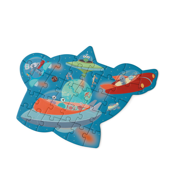 Scratch Scratch - Compact Puzzel 31pcs: CONTOUR PUZZEL/RUIMTE 32,6x23,5cm, in ronde doos 16x16x4cm, 3+