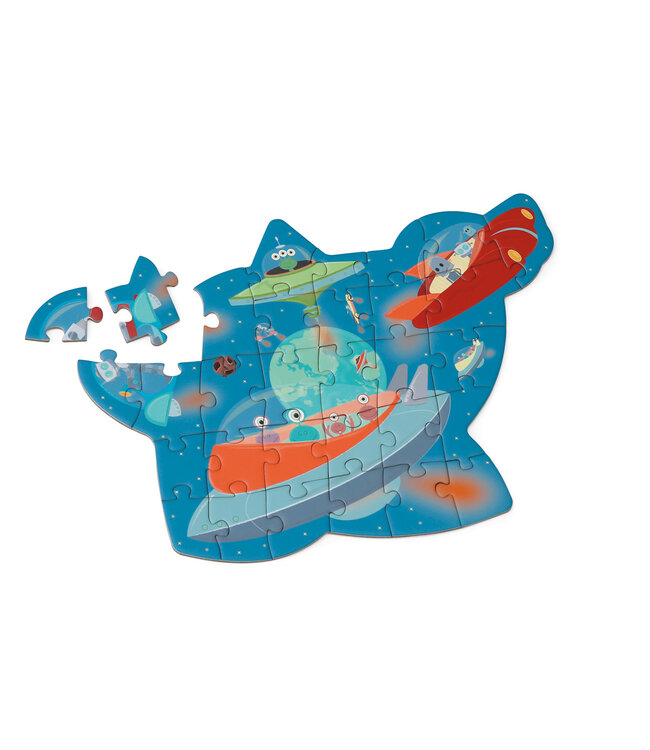 Scratch Scratch - Compact Puzzel 31pcs: CONTOUR PUZZEL/RUIMTE 32,6x23,5cm, in ronde doos 16x16x4cm, 3+