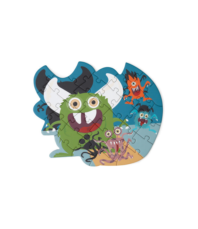 Scratch Scratch - Compact Puzzel 33pcs: CONTOUR PUZZEL/MONSTER 27,3x22,4cm, in ronde doos 16x16x4cm, 3+