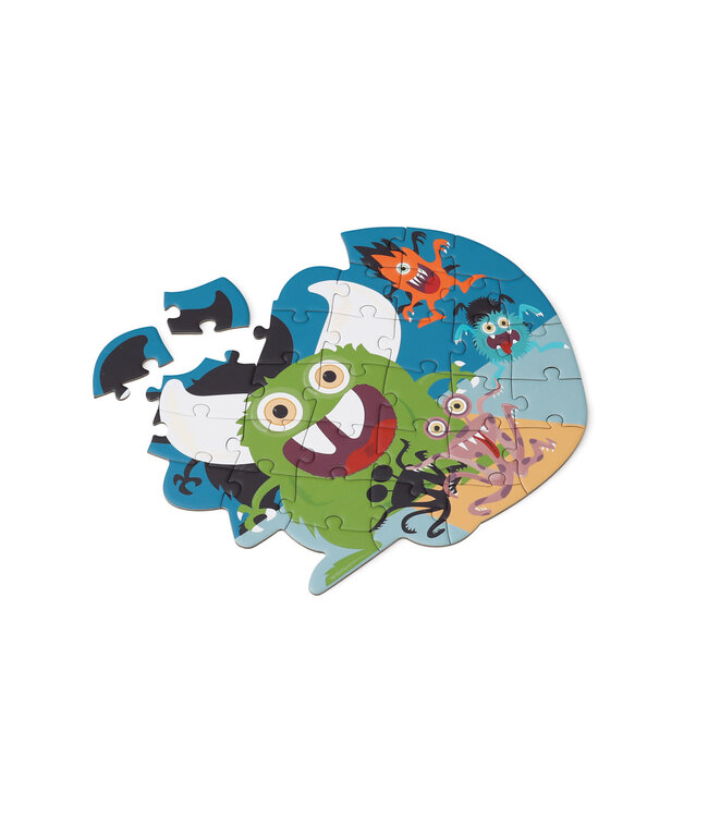 Scratch Scratch - Compact Puzzel 33pcs: CONTOUR PUZZEL/MONSTER 27,3x22,4cm, in ronde doos 16x16x4cm, 3+