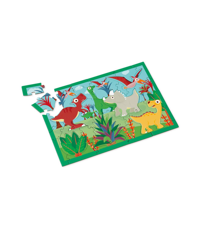 Scratch Scratch - PlayPuzzle 36pcs: 3D DINO 33x23,1cm, in ronde doos 20x20x4,5cm, 3+
