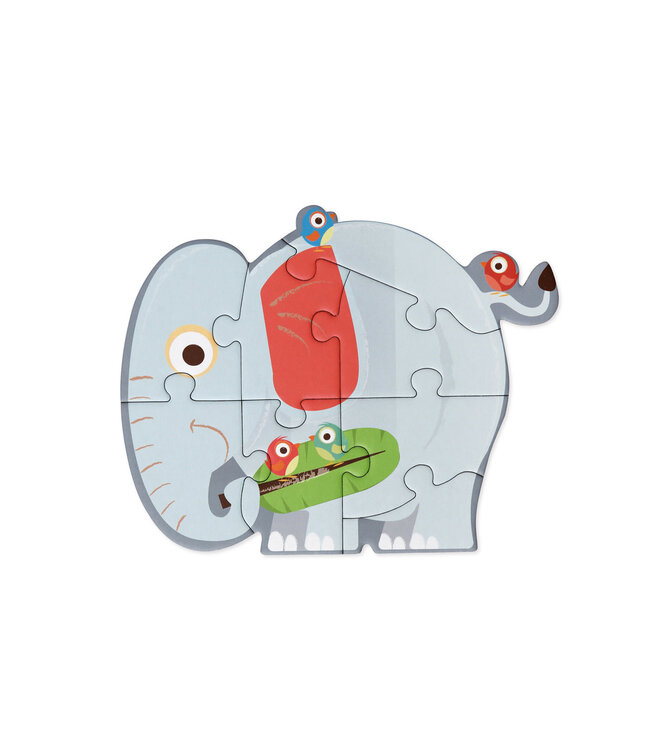 Scratch Scratch - Puzzel: BEGINNERSPUZZELS - SAFARI ca. 10-18cm, met 5 puzzels 3-4-5-6-8 stuks, in karton, in doos diam.19xH4cm, 2+