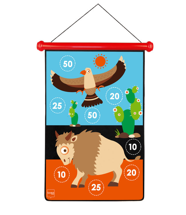 Scratch Scratch  - Active Play: MAGNETISCHE DARTS Indiaan 36x55cm, 2-zijdig bedrukt, in tube, 5+